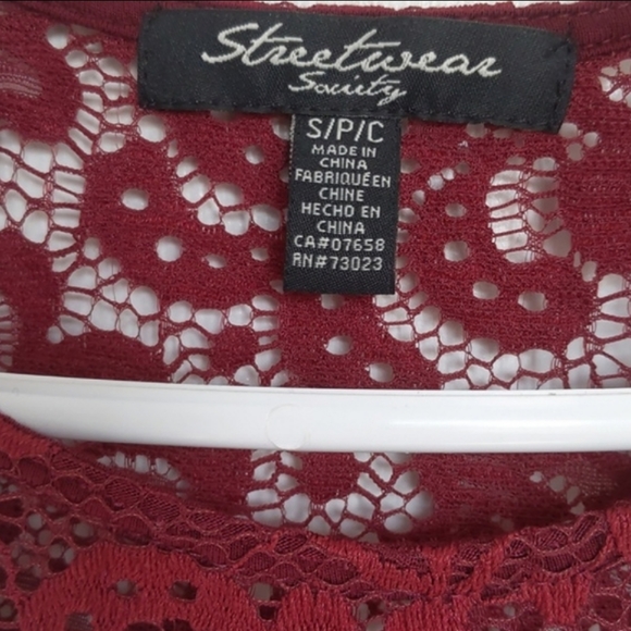 Streetwear Society Burgandy lace tank top size S/P/C - Picture 8 of 8